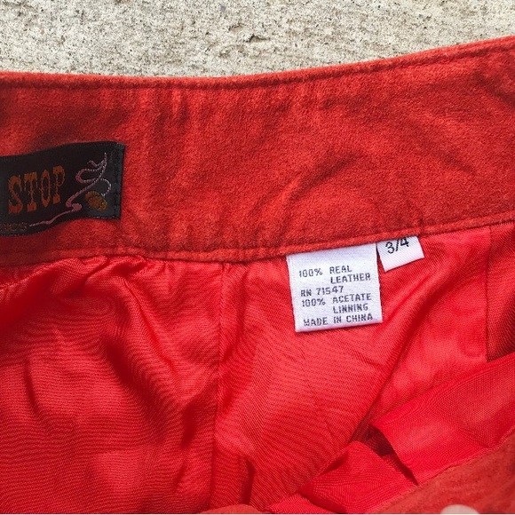 Red/Orange Vintage Genuine Suede Shorts - Picture 3 of 5